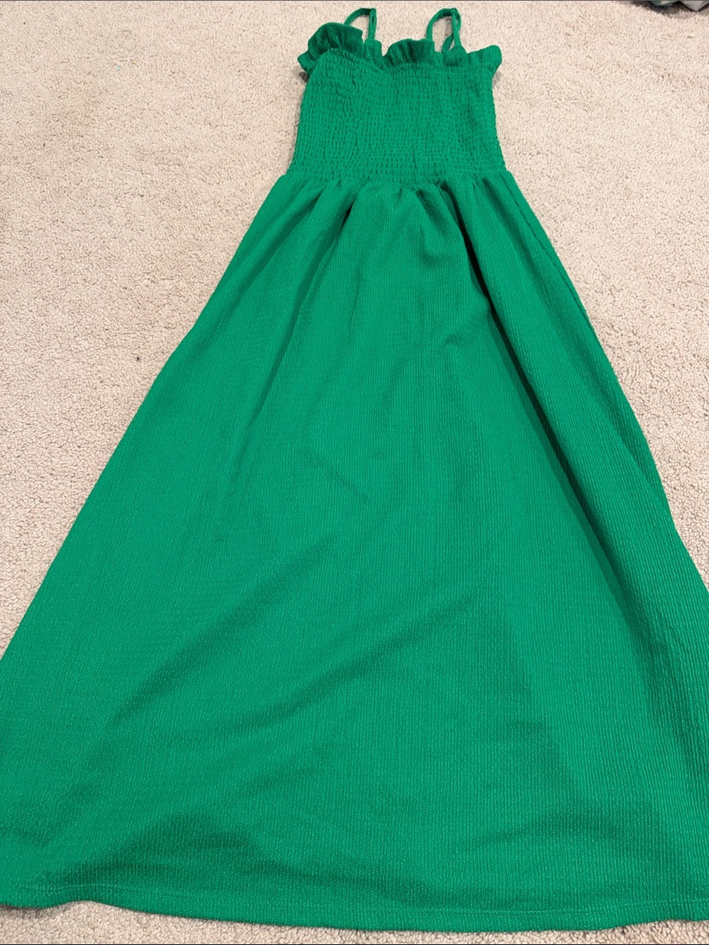 H&M Green Smocked Maxi Dress sz XS nwot